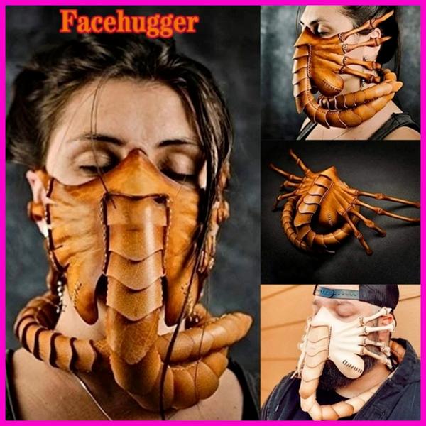 Маска на Хэллоуин, костюм Facehugger, маска для лица Alien Facehugger, костюм Hugger для лица, реквизит ужасов, резиновая страшная маска скорпиона на половину лица