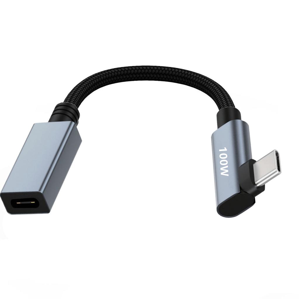 Короткий угловой удлинительный кабель USB C, удлинитель USB 3.1 Type-C 480 Мбит/с, 20 В/5 А, 100 Вт, шнур-удлинитель «папа-мама»