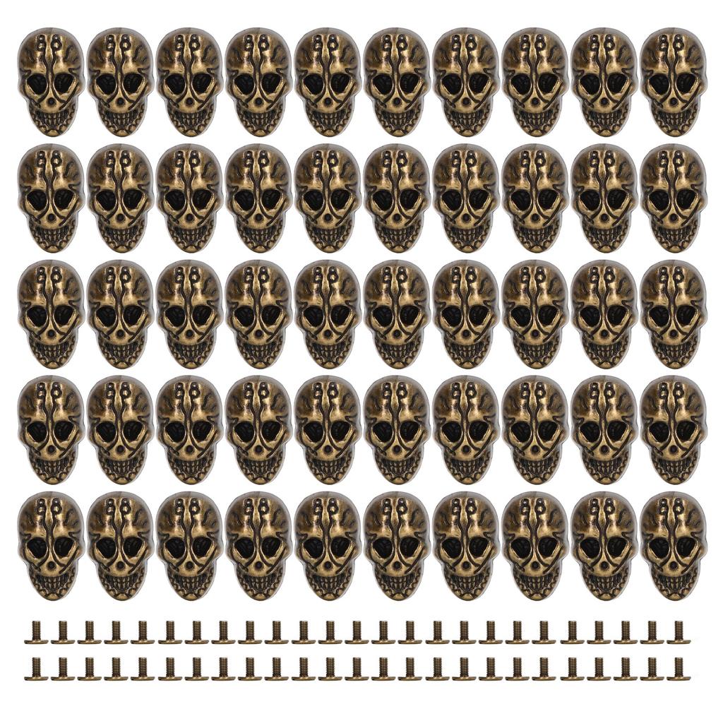 50 комплектов заклепок в виде черепа, одинарные, 25x16 мм, сделай сам, голова привидения, панк-стиль, гальванизированная цинковая кнопка в виде черепа из сплава