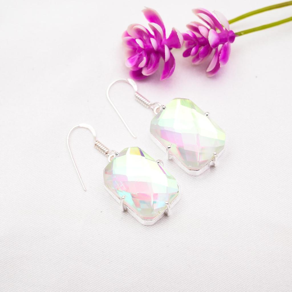 Серьги Mystic Topaz из цельного серебра 925 пробы, серьги с драгоценными камнями ручной работы, на День памяти