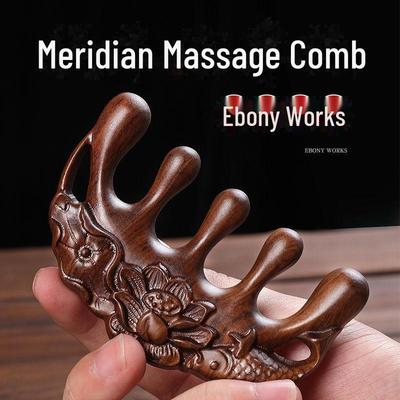 Массажная расческа «Меридиан» из сандалового дерева: Деревянная, антистатическая, унисекс, профилактика выпадения волос, с крупными зубьями, оздоровительная лечебная расческа.