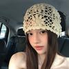 Women's Handmade Woven Hollow Flower Head Wrap Hat Spring Summer Thin Niche Atmosphere Retro Versatile Slouchy Hat