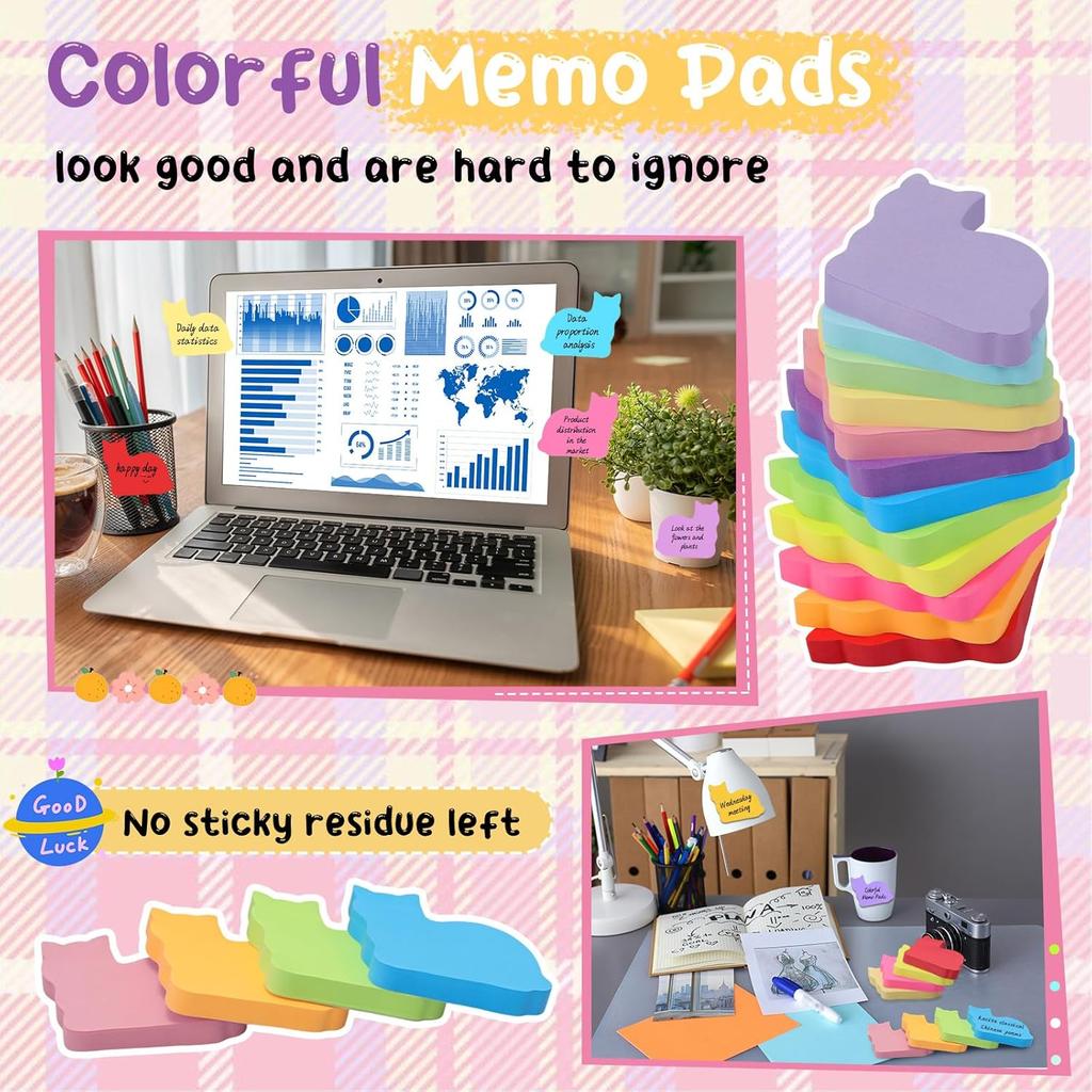 Leinuosen 12 Pieces Sticky Notes Shape 3 Inch Bright Colors Self-Stick Pads Multiple Colors Sticky Notes Back to School Gifts for Classroom Office