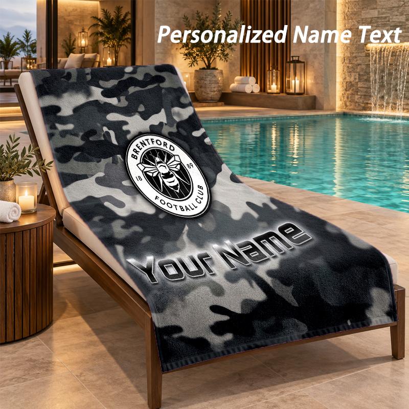 Custom Text Brentford Football Print Beach Towel Large Towel For Home Bathroom Beach