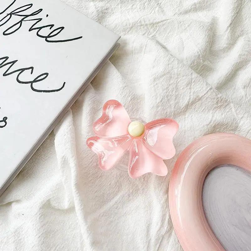 3D милый прозрачный цветочный бант складной палец кольцо держатель телефона Griptok для iPhone поддержка гнездо карман ручка Tok подставка кронштейн