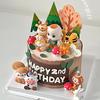Forest Zoo Desktop Ornaments Rabbit Giraffe Monkey Cake Decoration Set Dress Up Super Baby Children's Birthday Dress Up Plug-in