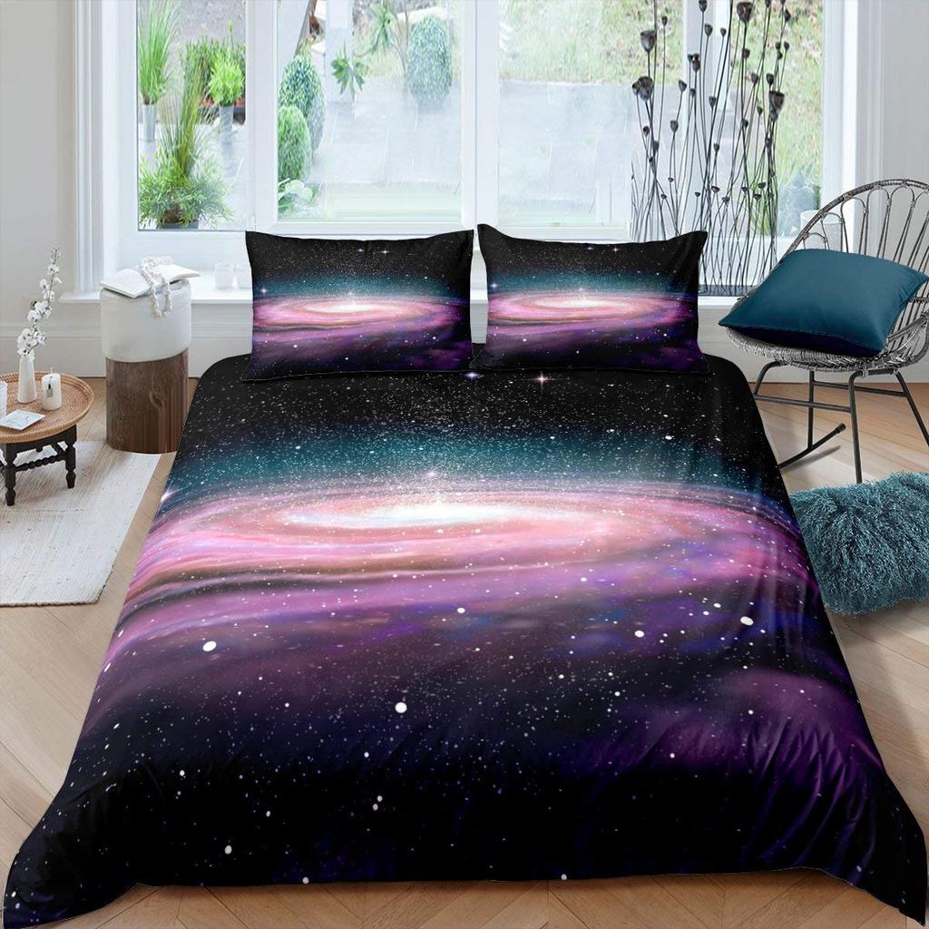 Galaxy Duvet Cover Set 3D Printed Space Themed Bedding Set Kid Boy Galaxy Series Universe Pattern Polyester Quilt Cover For Girl