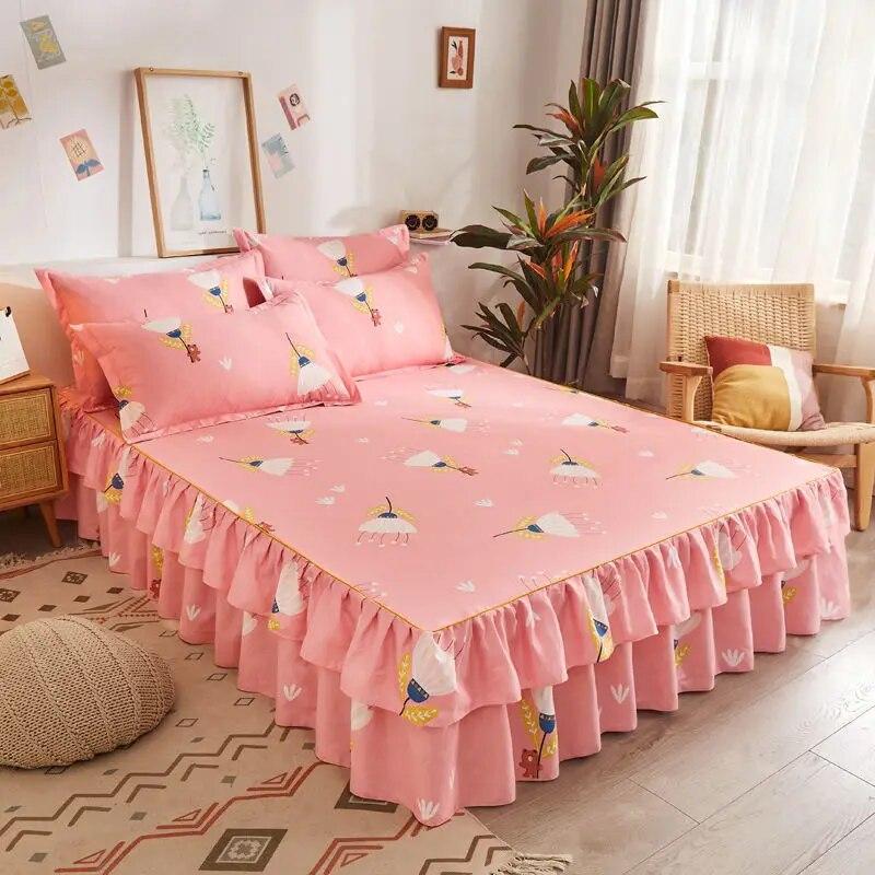 Korean Version Bed Skirt Style Single Piece Bed Sheets Bed Covers Mattresses Anti Slip Protective Covers Dust Covers