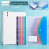 4 Clear Snap-Button File Pockets with Labels, Thickened, Large Capacity Vertical Folder, School Subject Dividers