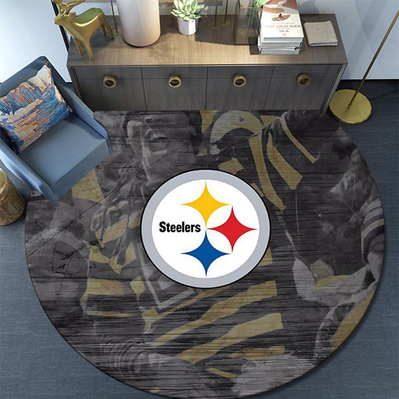 Pittsburgh Steelers Round Area Rug,Carpet Rug for Living Room Bedroom Sofa Playroom Decor,Non-slip Floor Mat