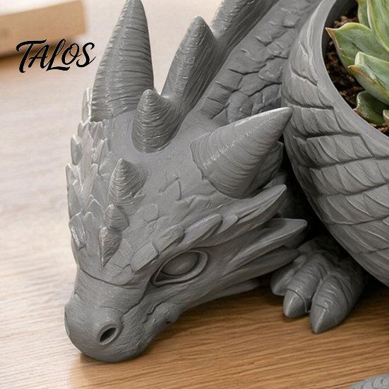 Talos 3D-печатный горшок-лежащий дракон для небольших зеленых растений, Декоративное украшение-горшок для суккулентов, Фигурка в темном стиле для дома, офиса, рабочего стола