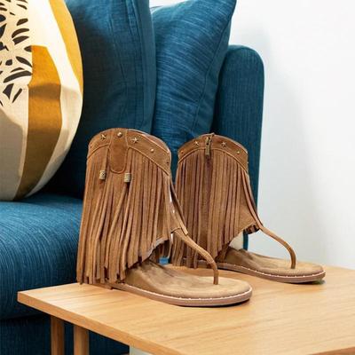 Женские летние сандалии-клипсы с заклепками и узором «елочка», с открытым носком, на плоской подошве, римские сандалии, ботинки, повседневные, в западном стиле, боты, женская обувь