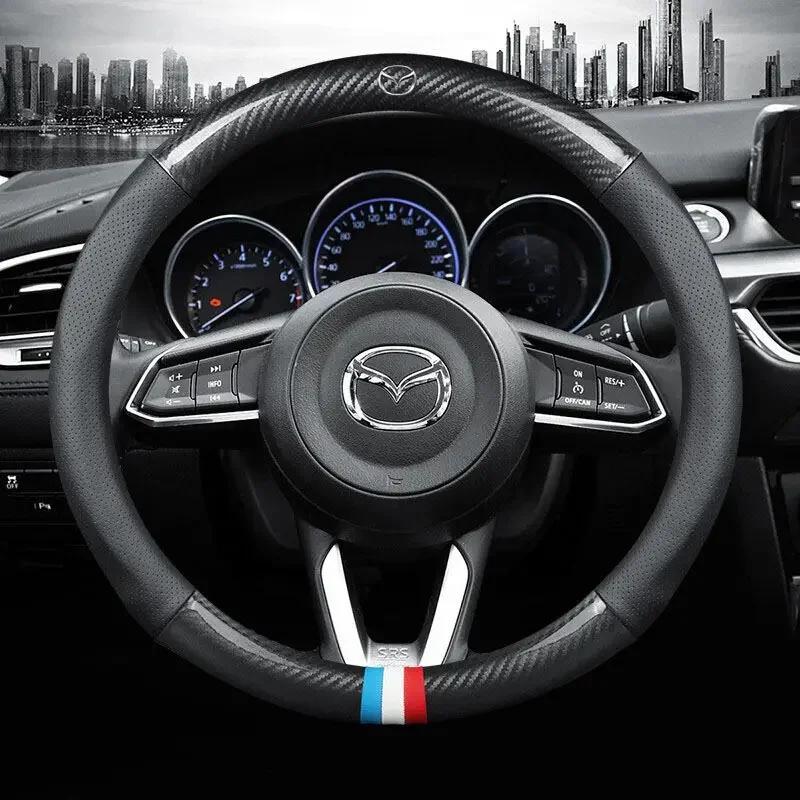 2025 Горячая карбоновая накладка на руль автомобиля Mazda Penutup Stereng Подходит для Mazda 2 3 5 6 8 CX3 CX5 CX8 CX30 MX5 Автомобильные аксессуары