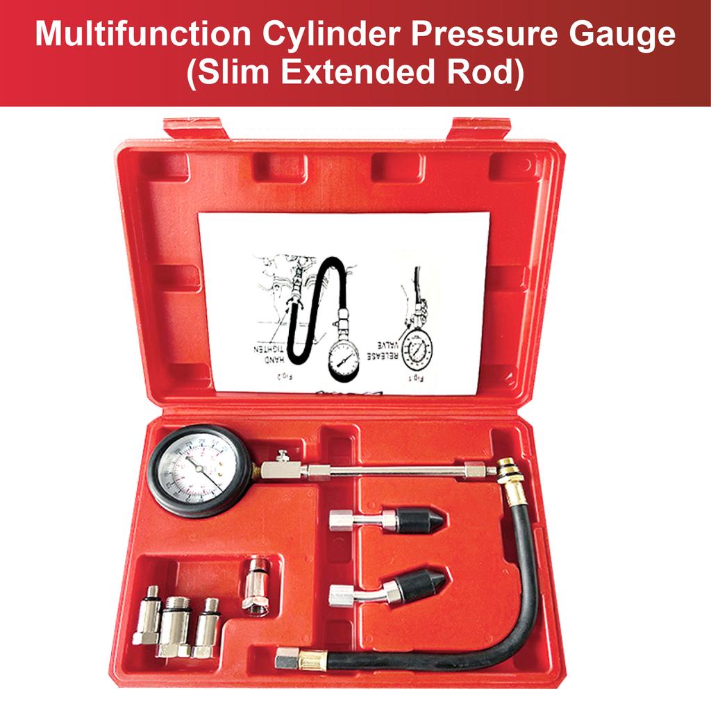 Cylinder Compression Tester 0-300 PSI Kit for Car Motorcycle Engine with M10 M12 Adapters Petrol Pressure Gauge Tool