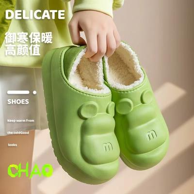 Водонепроницаемые хлопковые тапочки женские зимние новые домашние флисовые нескользящие пушистые послеродовые тапочки и хлопковые туфли мужские