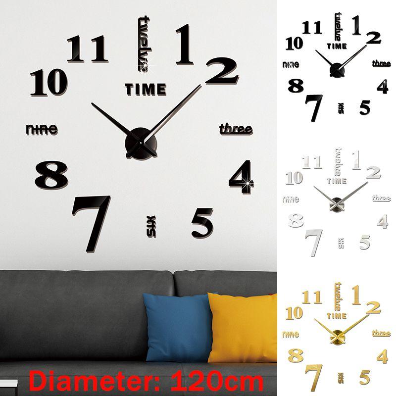 Elegant Silver 3d Frameless Number Wall Clock For Home And Office Decor