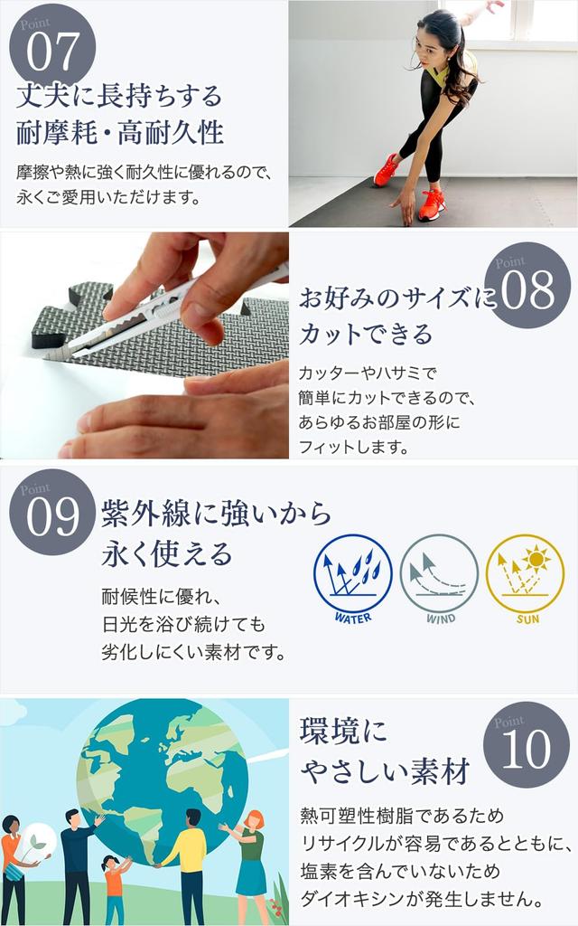 STEADY JAPAN Interlocking Nano Soundproofing and Shock Scratch Floor ST136 Mats, 65x65x1.2cm (24x24x12 inch) [High-Density Foam™, Absorption,