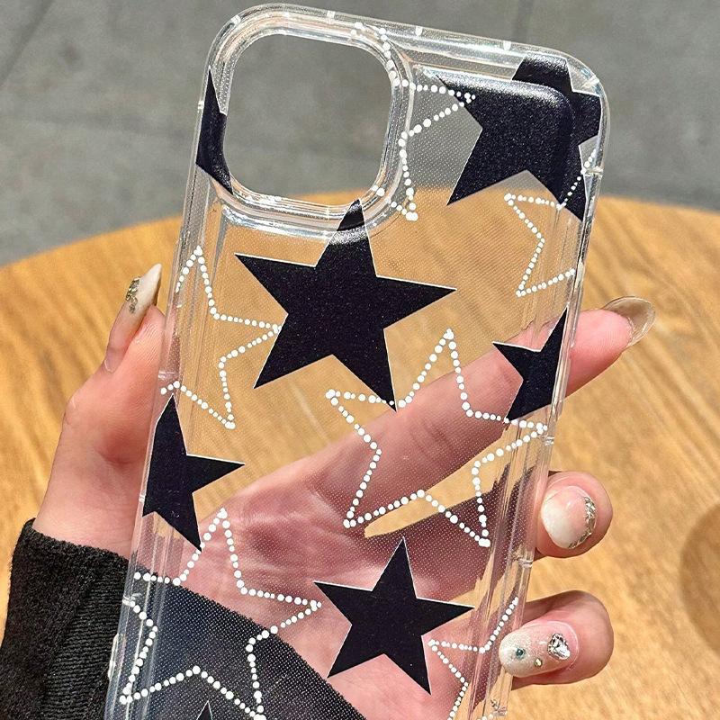 Прозрачный чехол для телефона "Серебряная звезда" совместимый с iPhone 11/12 противоударный iPhone 13/14/15/16 Премиум X/XS