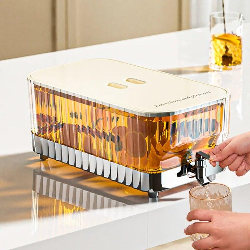 Frigider din plastic de 5,3 litri Găleată cu apă rece Ceai de fructe de lămâie Oală rece cu bule de păstrare în stare proaspătă Fierbător la rece de capacitate mare cu robinet