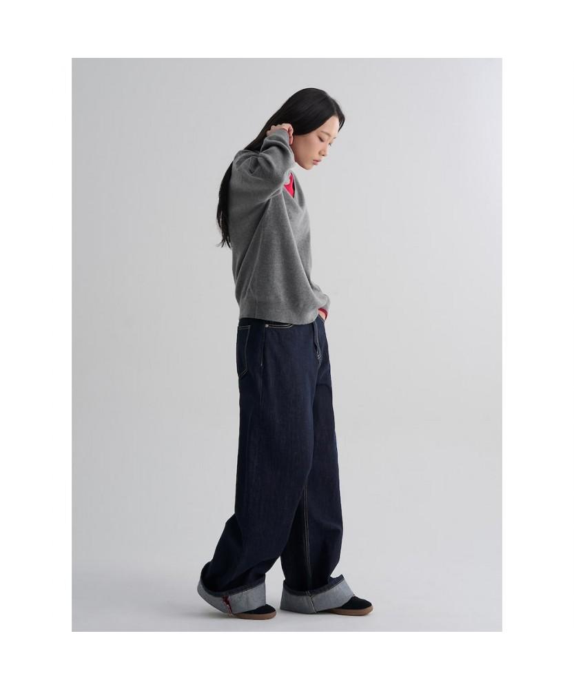 8SECONDS V-Neck Contrast Pullover Ash