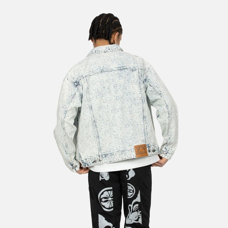 Evisu SS24 Seagull Embroidered Washed Denim Jacket Men Jacket Denim-Blue 2ESHTM4DJ8004LFDN