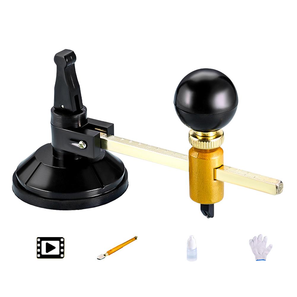 1 комплект Стеклорез Круглый Инструмент для резки с круглой ручкой и регулировкой присоски Стеклорез-циркуль Строительные инструменты