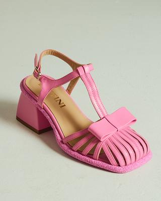 Босоножки на каблуке 53462 36 розовые кожа