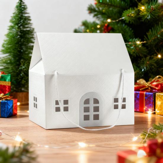 Рождественская Страна Чудес Коттедж Подарочная Коробка Многоразовая Праздничная Упаковка в Тему Домика Декоративная Памятная Коробка Зимнее Украшение для Дома