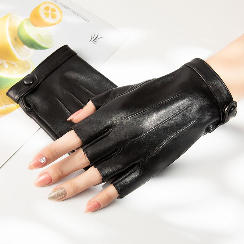 Женские кожаные перчатки без пальцев Дышащие для вождения, езды, занятий спортом на открытом воздухе guantes mujer Мотоциклетные перчатки из овчины без пальцев