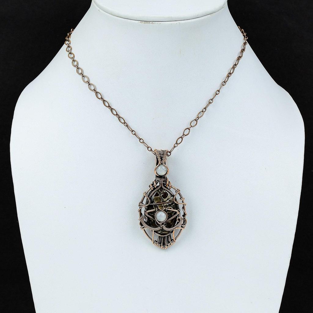 Подвеска из агата с дурным глазом Turritella, подвеска из медной проволоки, подвеска из радужного лунного камня, ручная работа, медные украшения, подарок на помолвку