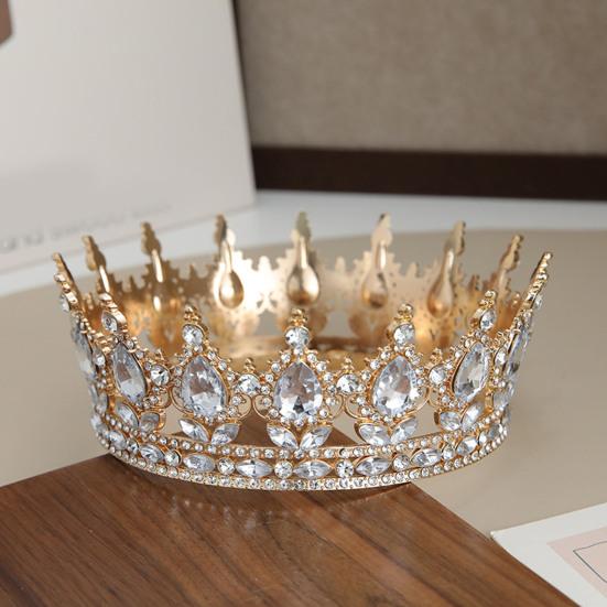 Women Crown Tiara Shiny Rhinestones Inlaid Queen Bridesmaids Crown Accessory for Wedding Halloween Birthday
