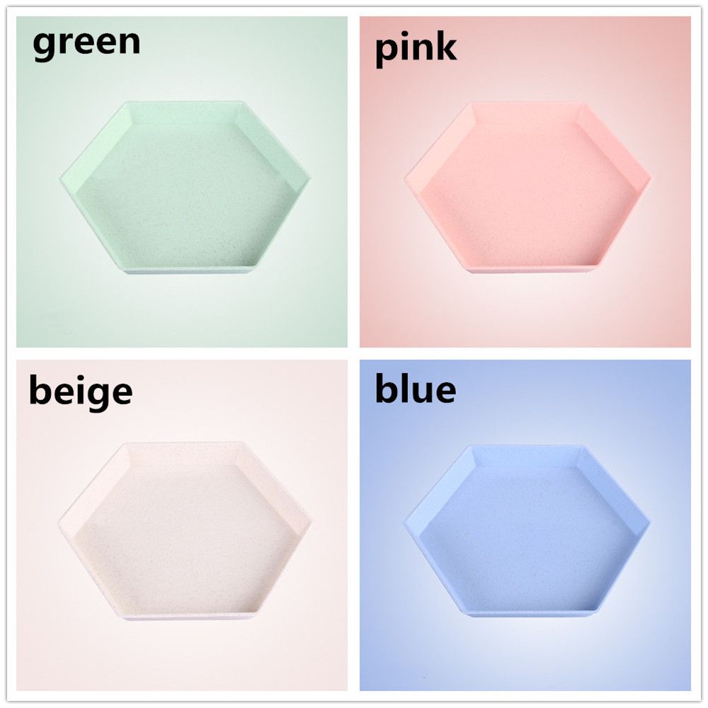 Столовая посуда Многофункциональные кухонные принадлежности Шестигранный поднос Десертные тарелки Пшеничная солома Сгущенка