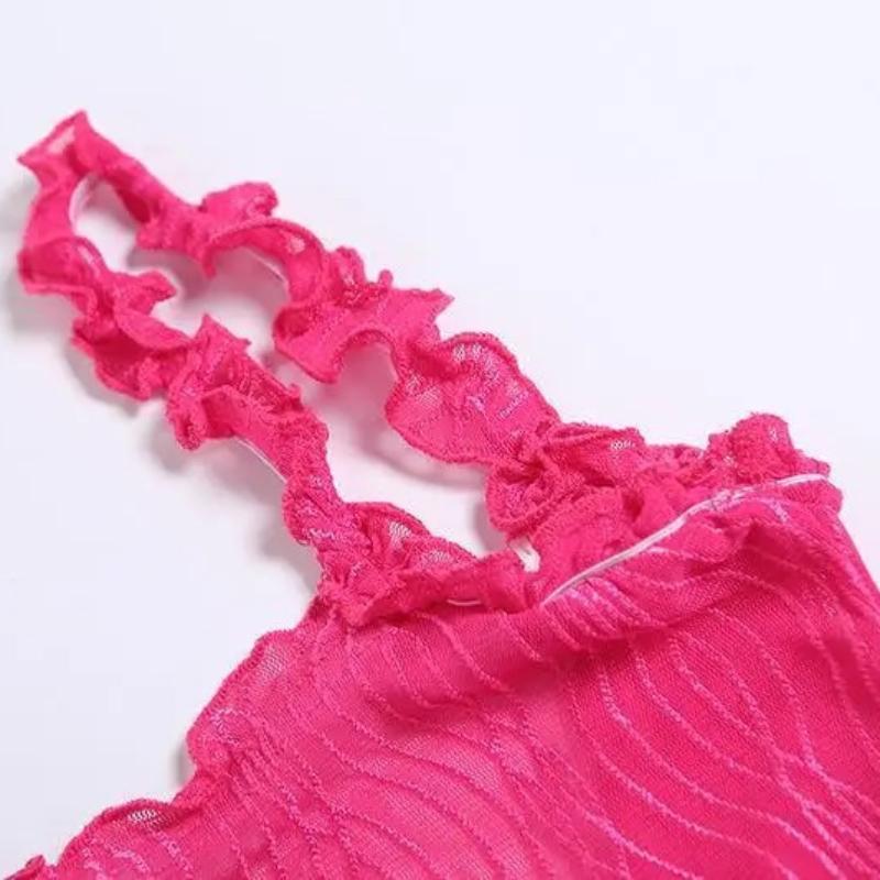 European and American Summer Women's Camisole Lace One Line Collar Slim Fit Bottomed Jumpsuit