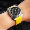 ONEДля Hamilton Khaki Deep Diving H78585333 H78505330 H78535380 Водонепроницаемый Ремешок для часов 24 мм Черно-желтый Резиновый Ремешок БраслетMN