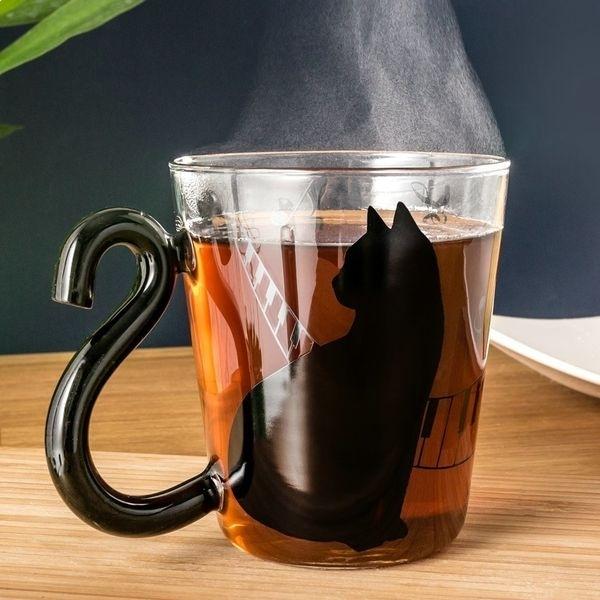 Кружка музыкального силуэта кота с хвостом ance оригинальная чашка