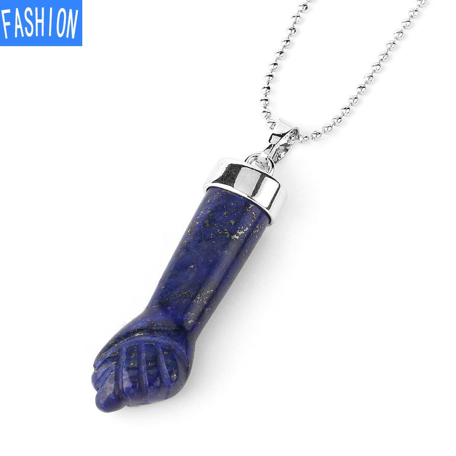 Уникальное европейское и американское персонализированное ожерелье с подвеской из натурального кристалла в виде ладони, оригинальное ожерелье