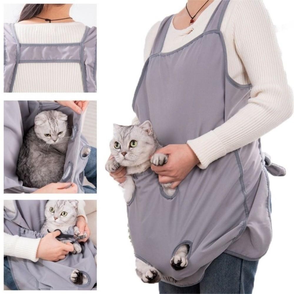 Adjustable Cat Holding Apron Elastic Pocket Pet Carrier Apron New Pet Grooming Smock  Cat Holding