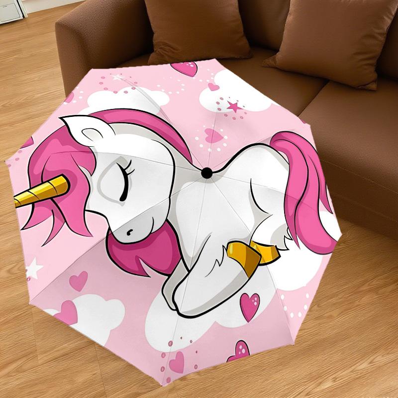 1PC unicorn hearts Umbrella-8-Rib Reinforced, Automatic Open, Lightweight & Durable, Cute Fashion Accessory for Outdoor, Beach or Casual Use, Beach Um