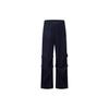 Solid Color Loose Woven Straight Leg Casual Pants Women Bottoms Navy-Blue 24SRC612WGN2