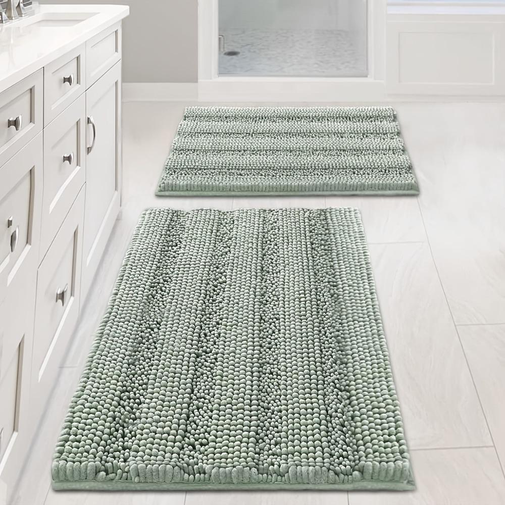 Non-Slip Bathroom Rug Thickened Kitchen Floor Mat Practical Chenille Bath Mat Entryway