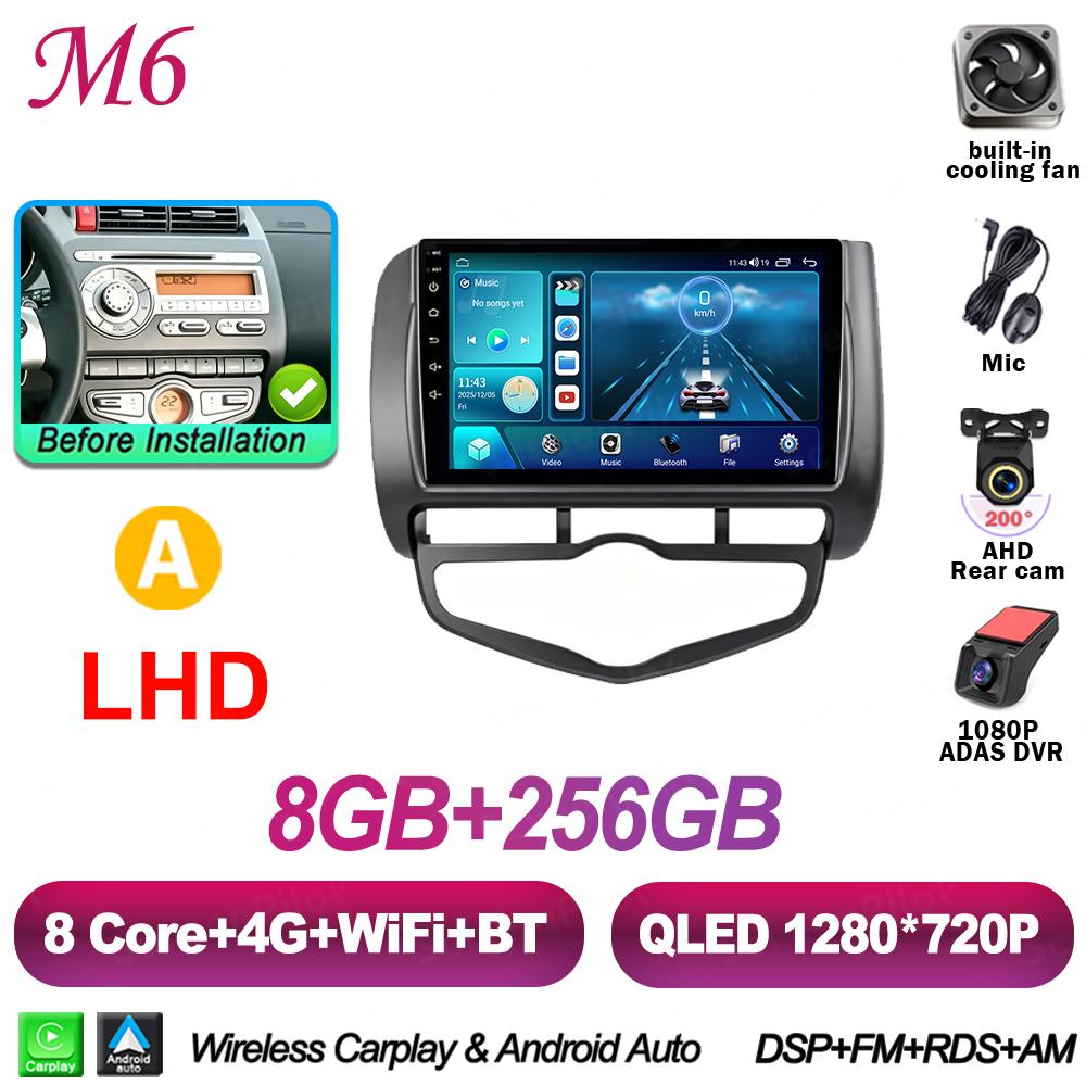 9 Inch Android 16 For HONDA JAZZ City 2002-2007 Car Radio Stereo Head Unit Multimedia Video Player GPS Navigation 2K QLED 8 Core