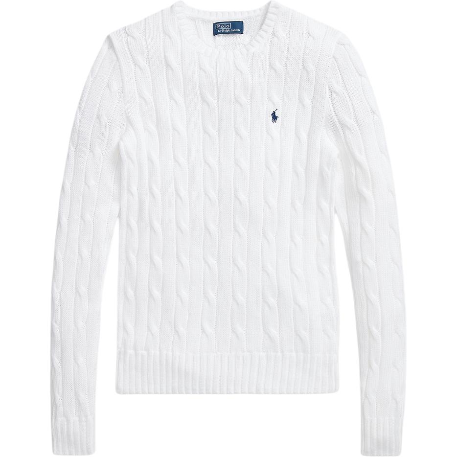 Polo Ralph Lauren Пуловер с круглым вырезом, вышитым логотипом, с длинным рукавом, женский свитер, белый WMPOSWENC020660-100