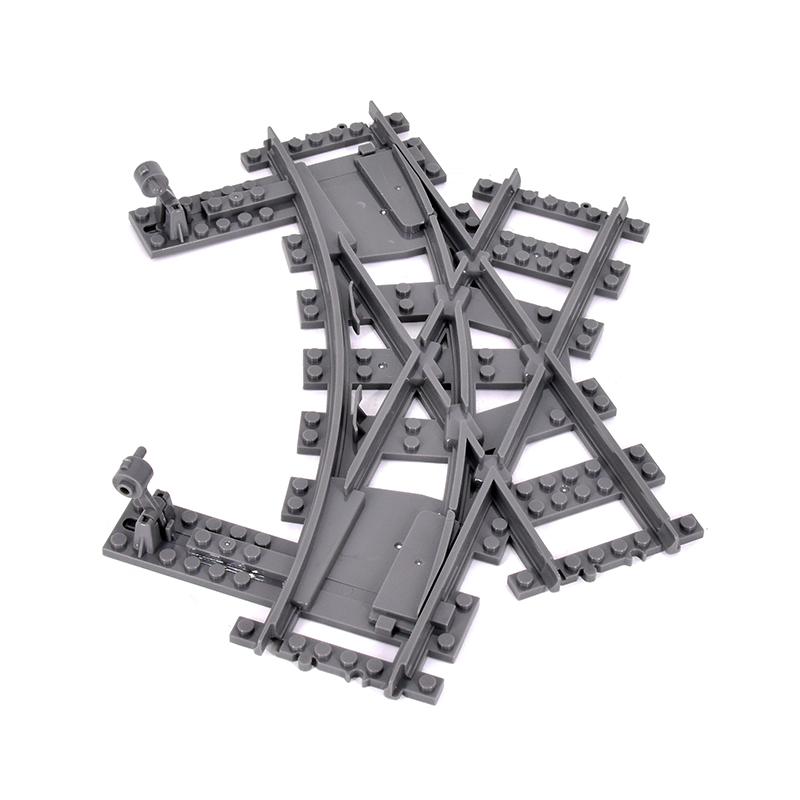 Creative Expert Ideas City Train Single Slip Switch R40 Crossings Rails Tracks Bricks Building Blocks DIY Toys Kids Gift