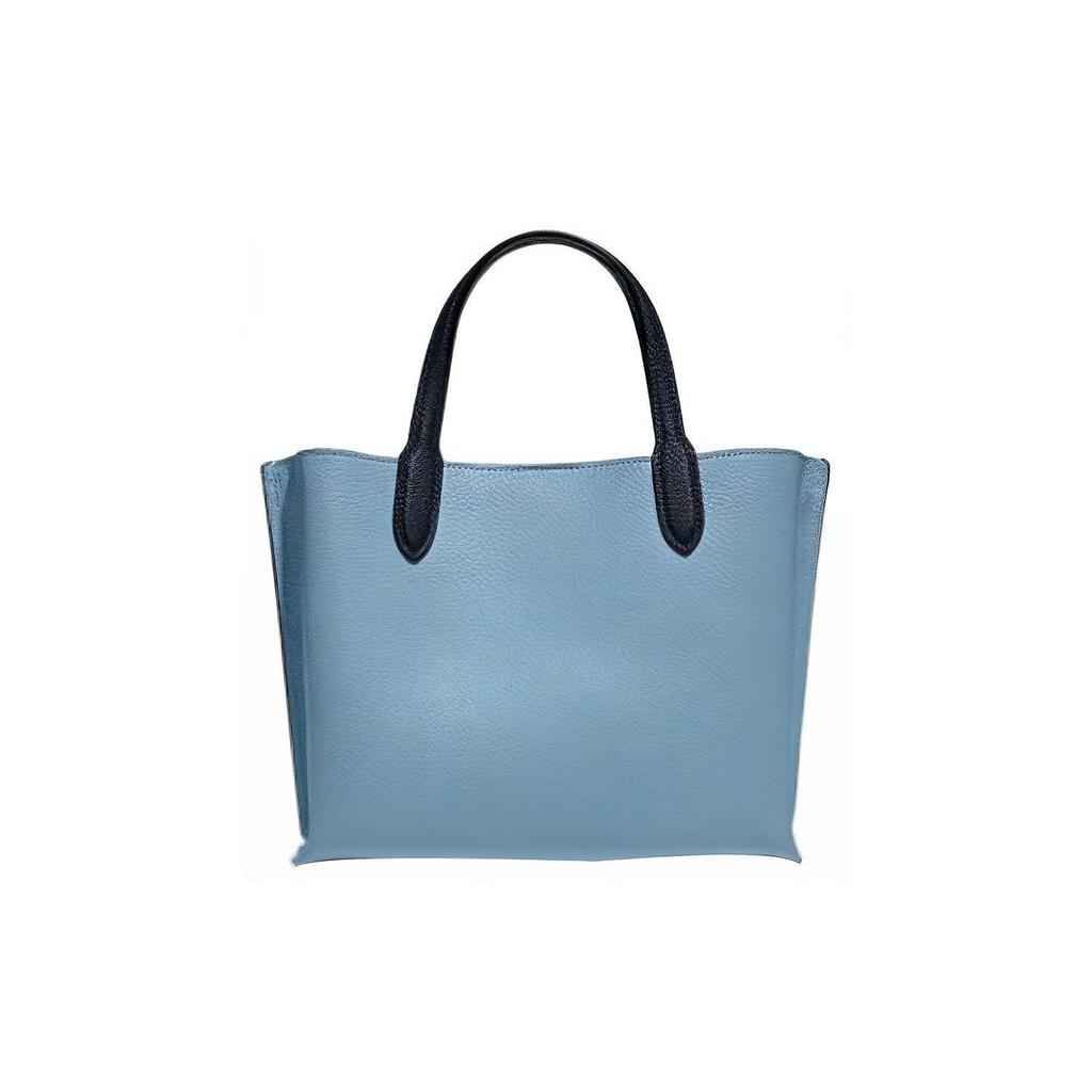 Coach Willow 24 Twist Lock Magnetic Closure Pebbled Leather Tote Bag Women Tote Light-Blue C8561-LHPQM
