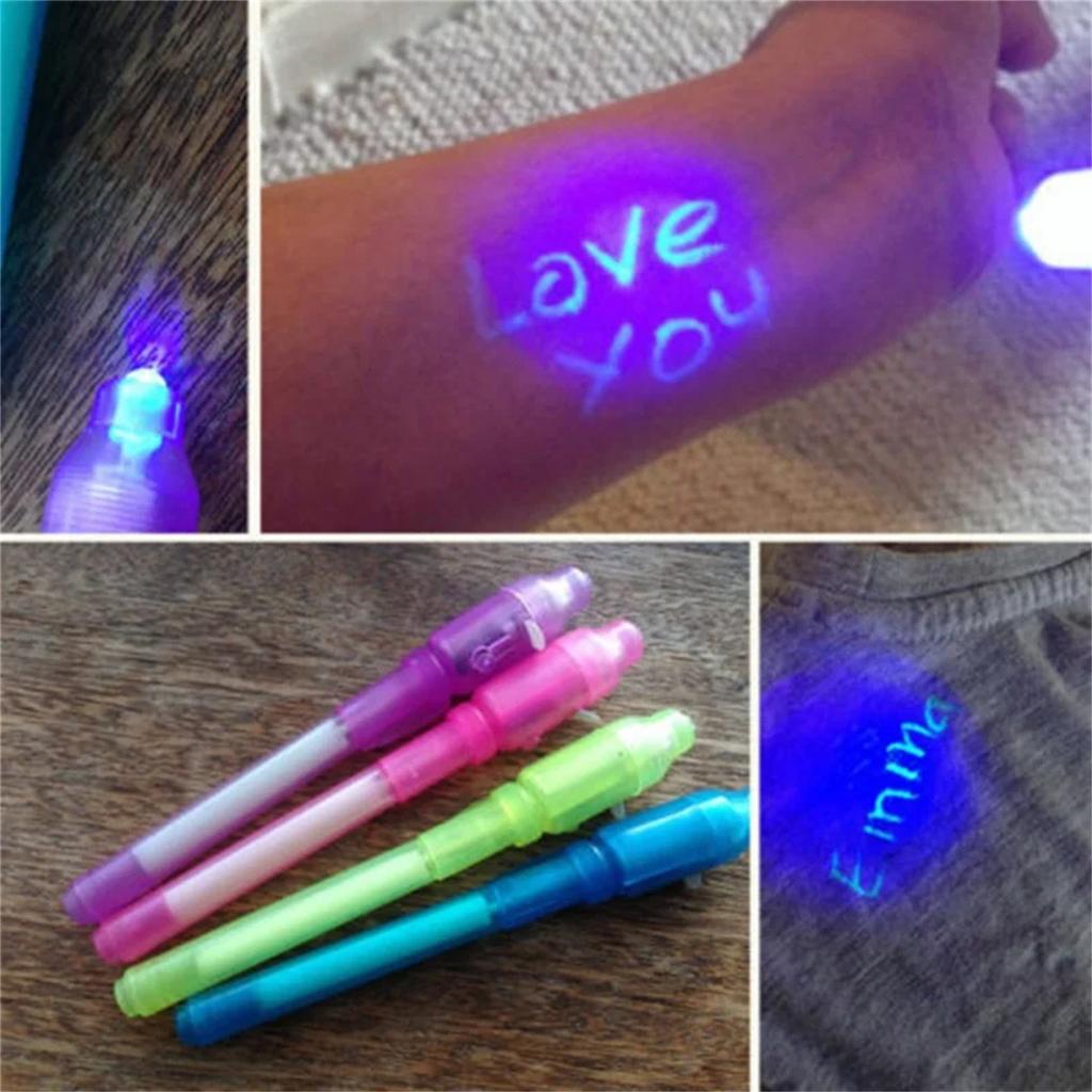Luminous Light Pen Purple 2 In 1 UV Black Light Combo Drawing Ink Pen Learning Education Toys For Child 1ml