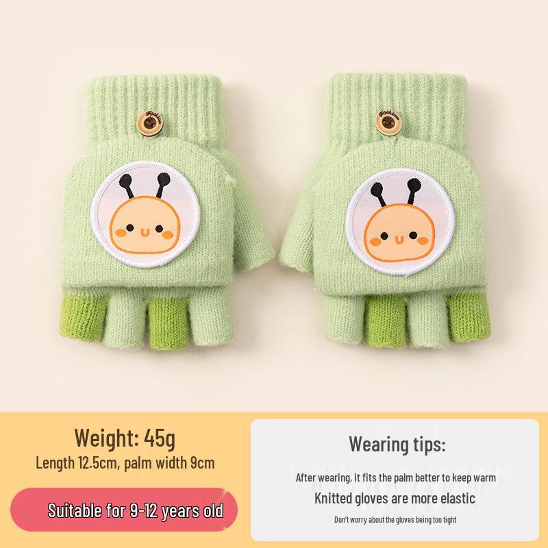 Cozy Cartoon Crocodile Flip-Top Kids' Gloves