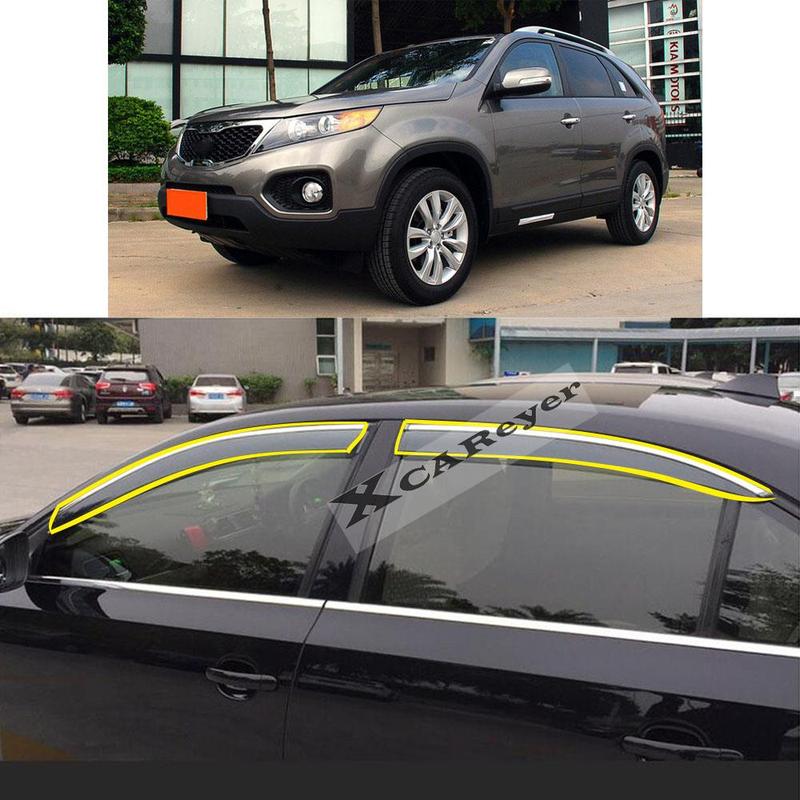 Для KIA Sorento 2003 2004 2005 2006 2007 2008 Стайлинг-наклейка на кузов автомобиля Пластиковые дефлекторы окон (ветровики) Защита от дождя/солнца Вентиляционные детали