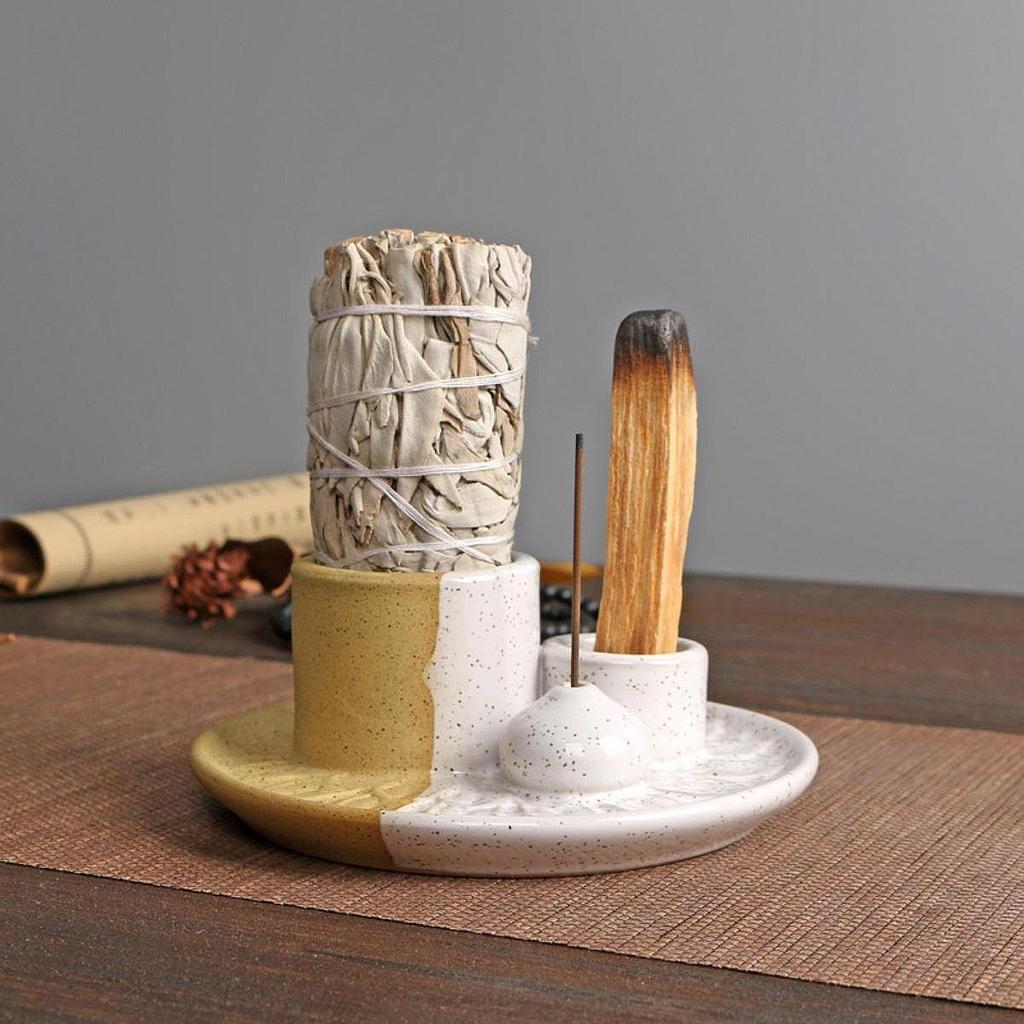Держатель Sage Palo Santo, подсвечник, ловец ароматов 4 в 1, керамическая курильница для благовоний