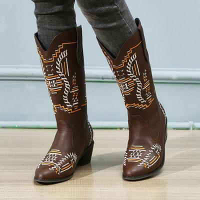 Модные ковбойские сапоги в стиле ретро 2024 года, новые весенне-осенние коричневые кожаные сапоги в винтажном стиле, удобные женские туфли Bota Motociclista