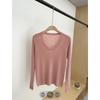 Womens U-Neck Fine Wool Knit Top Slim Fit Soft Solid Color Sweater M5823